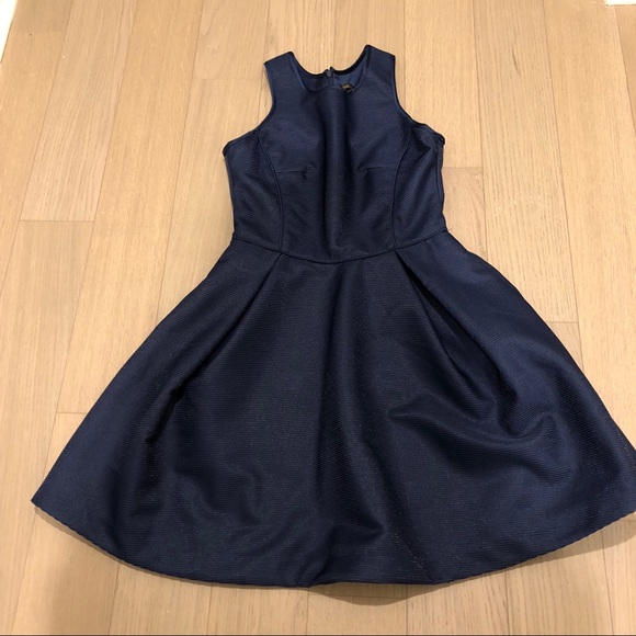 Maje Grease fit and flare midnight blue mini dress - Picture 3 of 6